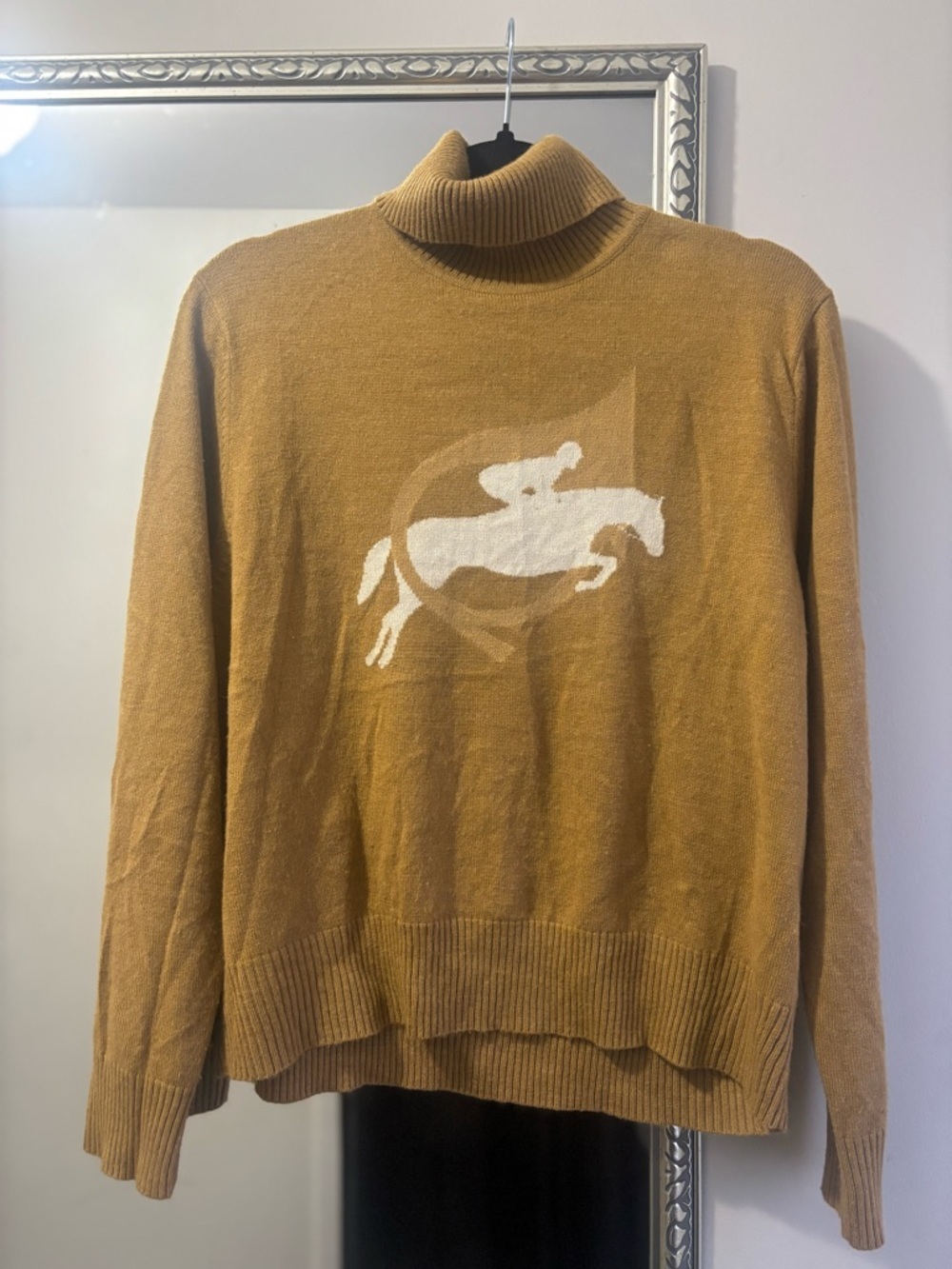 Vintage Norton McNaughton Horse Jumping Ribbed Turtleneck Sweater
